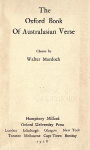 Cover of: The Oxford book of Australasian verse