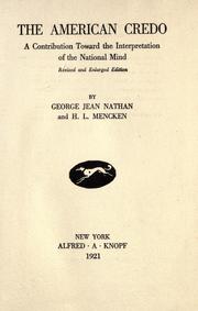 Cover of: The American credo by Nathan, George Jean, Nathan, George Jean