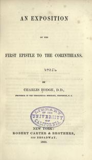 Cover of: An exposition of the first Epistle to the Corinthians by Christoph Ernst Luthardt