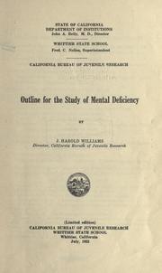 Cover of: Outline for the study of mental deficiency