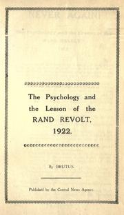 Cover of: The psychology and the lesson of the Rand revolt, 1922