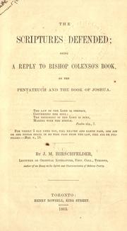 Cover of: The Scriptures defended by Jacob M. Hirschfelder