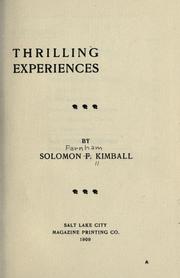 Cover of: Thrilling experiences by Solomon F. Kimball