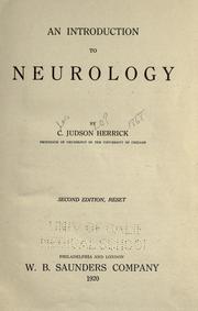 Cover of: An introduction to neurology by C. Judson Herrick