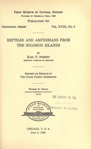 Cover of: Reptiles and amphibians from the Solomon Islands