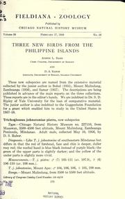 Cover of: Three new birds from the Philippine Islands