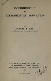 Cover of: Introduction to experimental education.