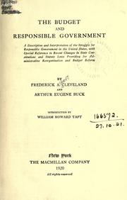 Cover of: The budget and responsible government by Cleveland, Frederick Albert