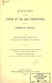 Cover of: History of the Canon of the Holy Scriptures in the Christian Church