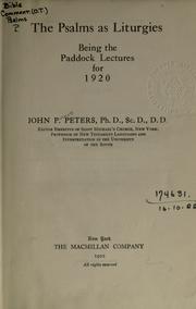 Cover of: The Psalms as Liturgies.