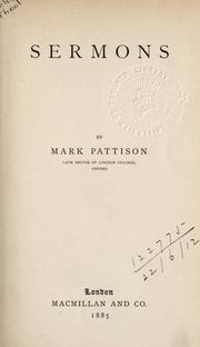 Cover of: Sermons. by Mark Pattison