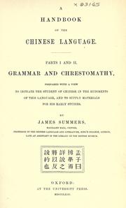 Cover of: A handbook of the Chinese language. by James Summers