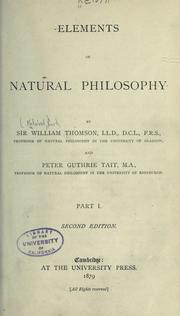Cover of: Elements of natural philosophy by William Thomson Kelvin