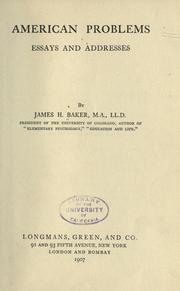 Cover of: American problems by Baker, James H.