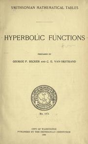 Cover of: Smithsonian mathematical tables: Hyperbolic functions