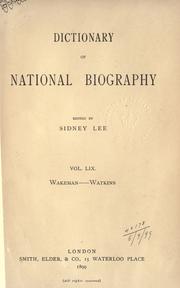 Cover of: Dictionary of national biography by Edited by Sidney Lee