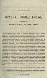 Cover of: Speech of General Thomas Ewing by Thomas Ewing