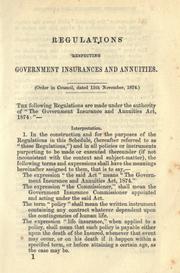 Cover of: Regulations respecting government insurances and annuities.: Issued November, 1874 ...