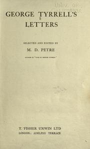 Cover of: George Tyrrell's letters by George Tyrrell