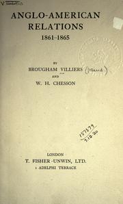 Cover of: Anglo-American relations, 1861-1865 by Brougham Villiers