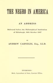 Cover of: The negro in America by Andrew Carnegie