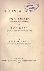 Cover of: Reminiscences: of two exiles (Kossuth and Pulszky) and two wars (Crimean and Franco-Austrian)