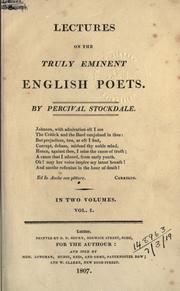 Cover of: Lectures on the truly eminent English poets. by Percival Stockdale, Percival Stockdale