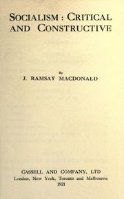 Cover of: Socialism : critical and constructive by James Ramsay MacDonald