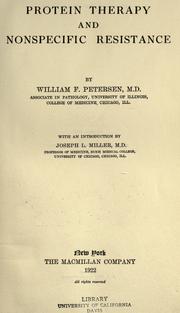 Cover of: Protein therapy and nonspecific resistance by Petersen, William Ferdinand