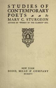 Studies of contemporary poets by Sturgeon, Mary C.