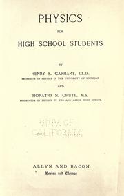 Cover of: Physics for high school students by Henry S. Carhart