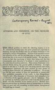 Cover of: Optimism and pessimism: or, The problem of evil.