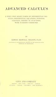 Cover of: Advanced calculus by Edwin Bidwell Wilson