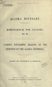 Alaska Boundary.  Memorandum for Counsel