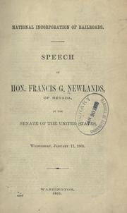 Cover of: National incorporation of railroads: speech