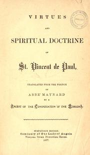 Cover of: Virtues and spiritual doctrine of St. Vincent de Paul