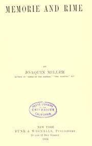 Cover of: Memorie and rime by Joaquin Miller, Joaquin Miller