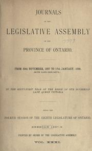 Cover of: Journals of the Legislative Assembly of the Province of Ontario. by Ontario. Legislative Assembly.