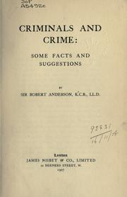 Cover of: Criminals and crime by Robert Anderson