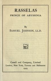 Cover of: Rasselas, prince of Abyssinia. by Samuel Johnson