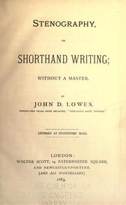 Cover of: Stenography: or, Shorthand writing; with a master.