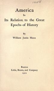 Cover of: America in its relation to the great epochs of history