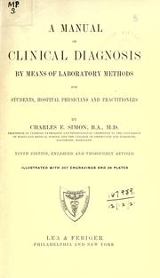 Cover of: A manual of clinical diagnosis by means of laboratory methods.