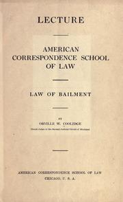 Cover of: Law of bailment