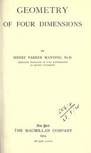 Cover of: Geometry of four dimensions. by Manning, Henry Parker