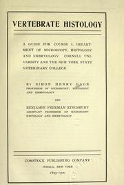 Cover of: Vertebrate histology: a guide for course 2, Department of microscopy, histology and embryology. Cornell university and the New York state veterinary college.