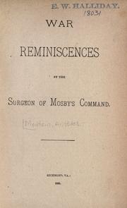 Cover of: War reminiscences by the surgeon of Mosby's command