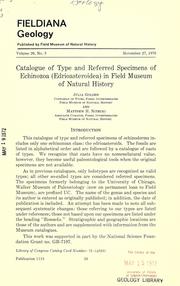Cover of: Catalogue of type and referred specimens of Echinozoa (Edrioasteroidea) in Field Museum of Natural History