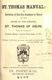 Cover of: St. Thomas manual by Henry Joseph Pflugbeil