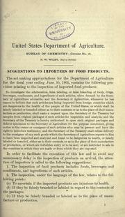 Cover of: Suggestions to importers of food products.